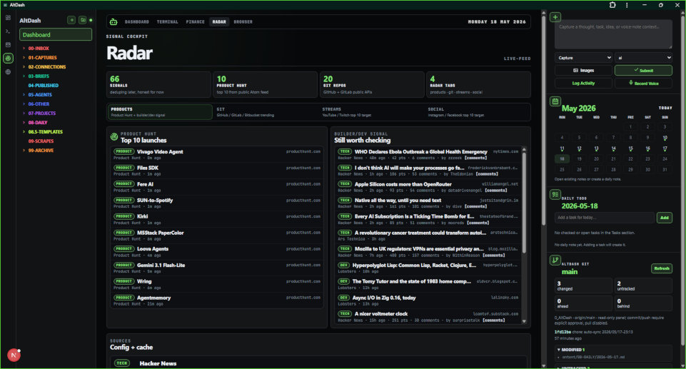 AltDash image 2 - Radar Bench