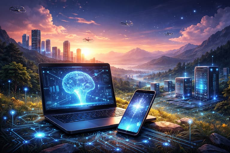 Cyber-like Desktop/Mobile Phone Illustration