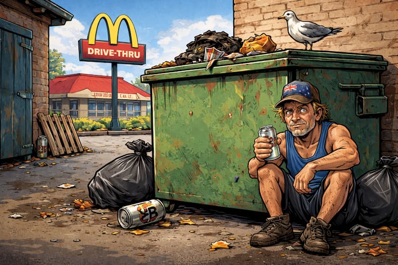 Guy behind maccas dumpster