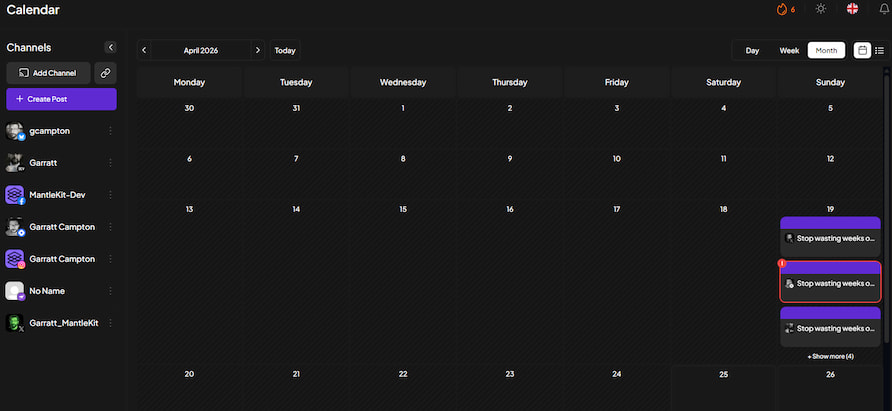 Postiz App Calendar Screen